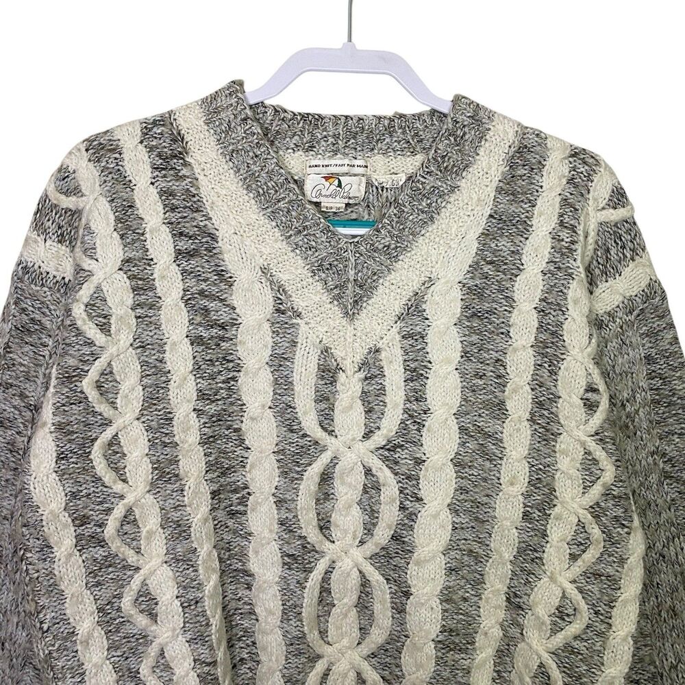 Vtg Arnold Palmer Sweater Mens S Varsity Cable Hand Knit Tennis Preppy Old Money